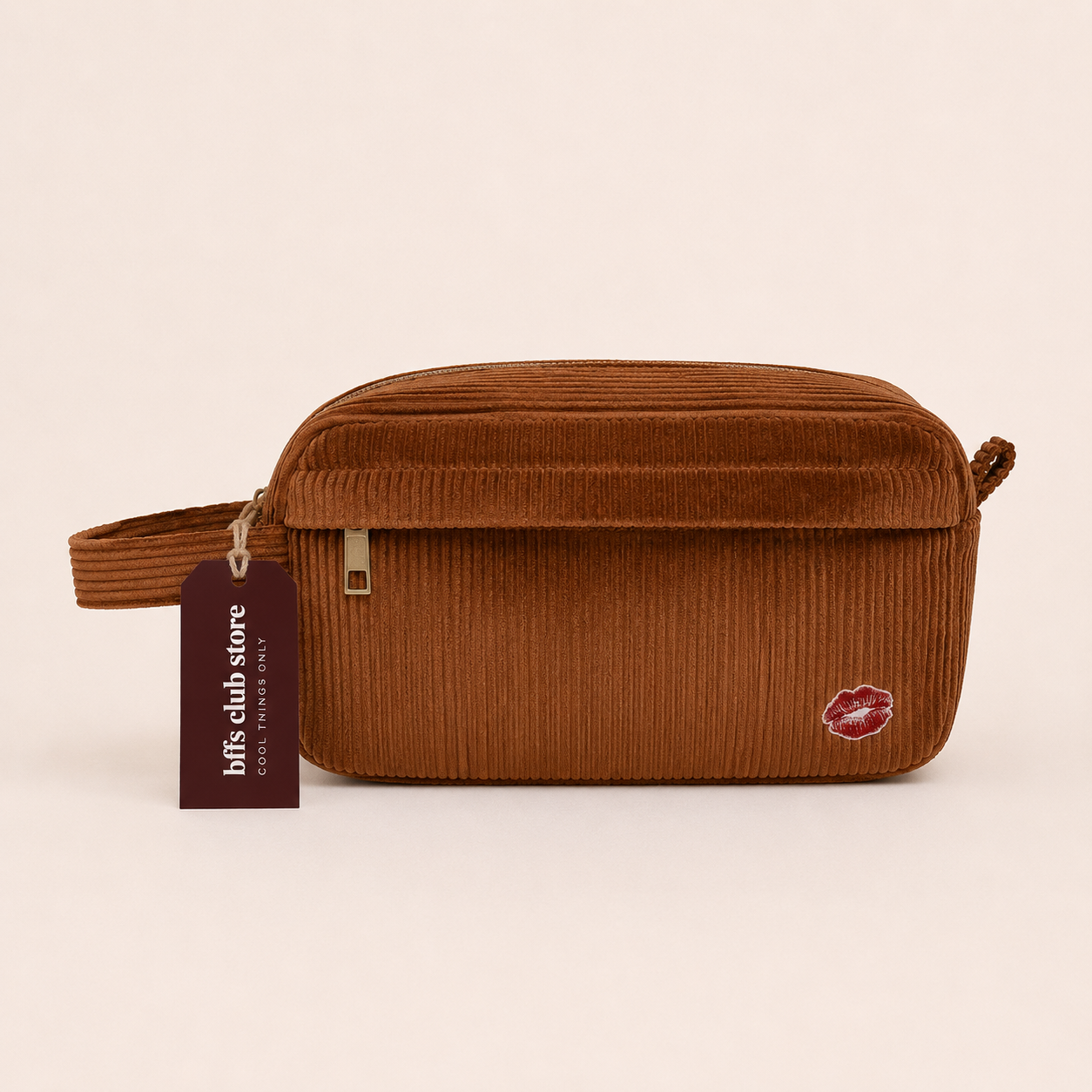 necessaire marrom — veludo