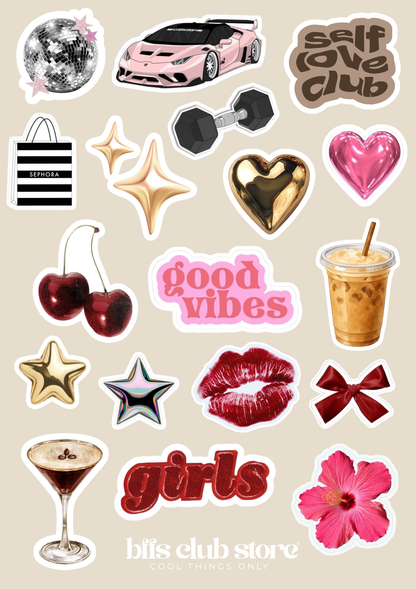 cartela adesivos — bffs club store